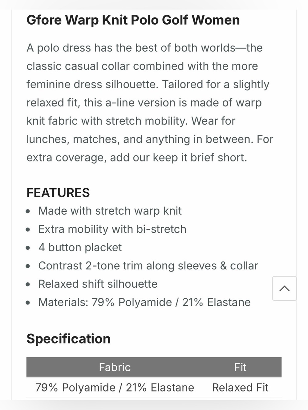 Gfore Warp Knit Polo Golf Dress Baja - Picture 4 of 5
